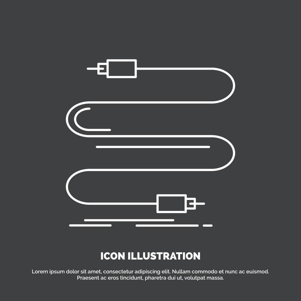 audio. kabel. sladd. ljud. tråd ikon. linje vektor symbol för ui och ux. hemsida eller mobil Ansökan