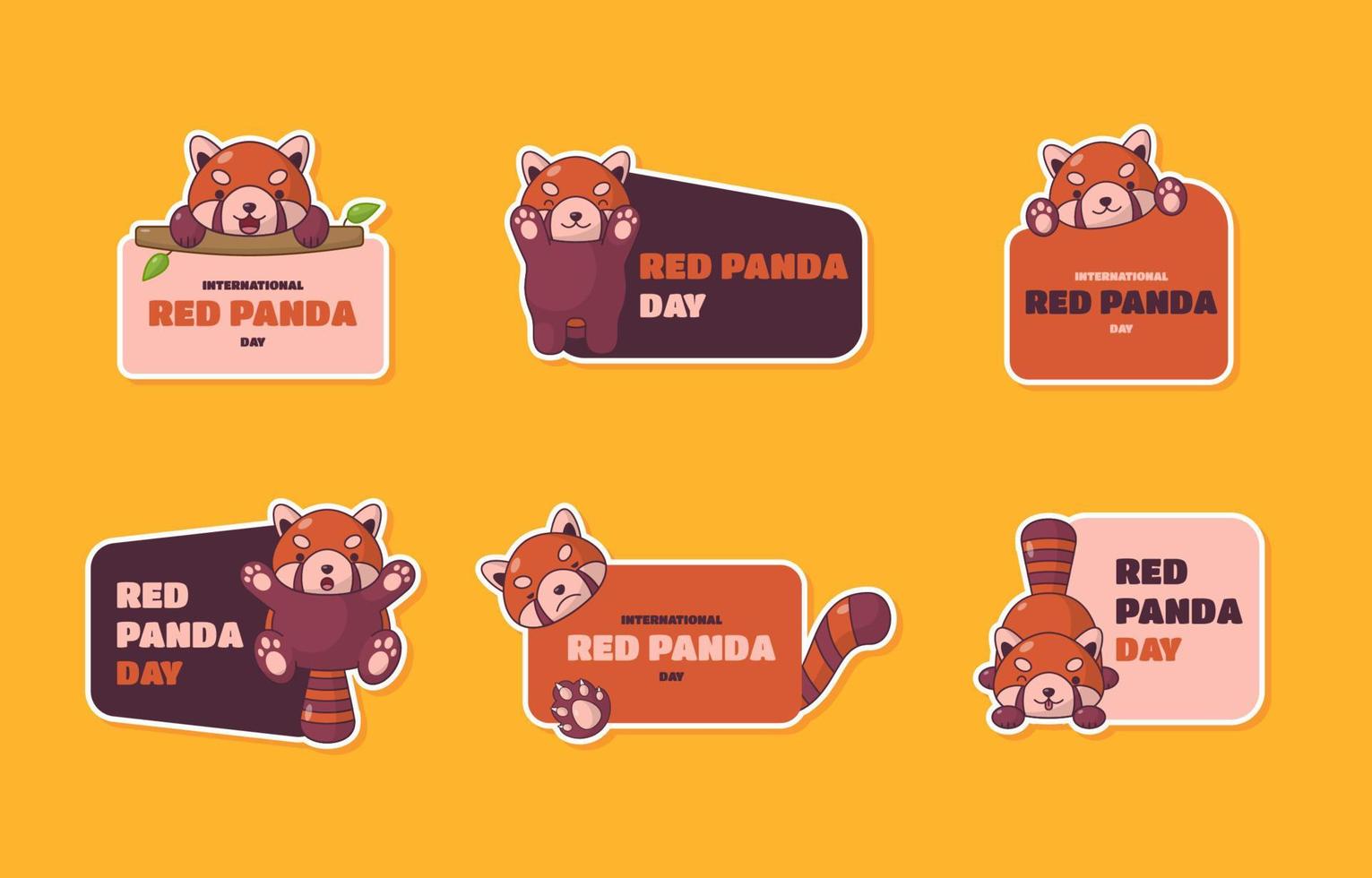 Aufkleberset für den internationalen Tag des roten Pandas vektor