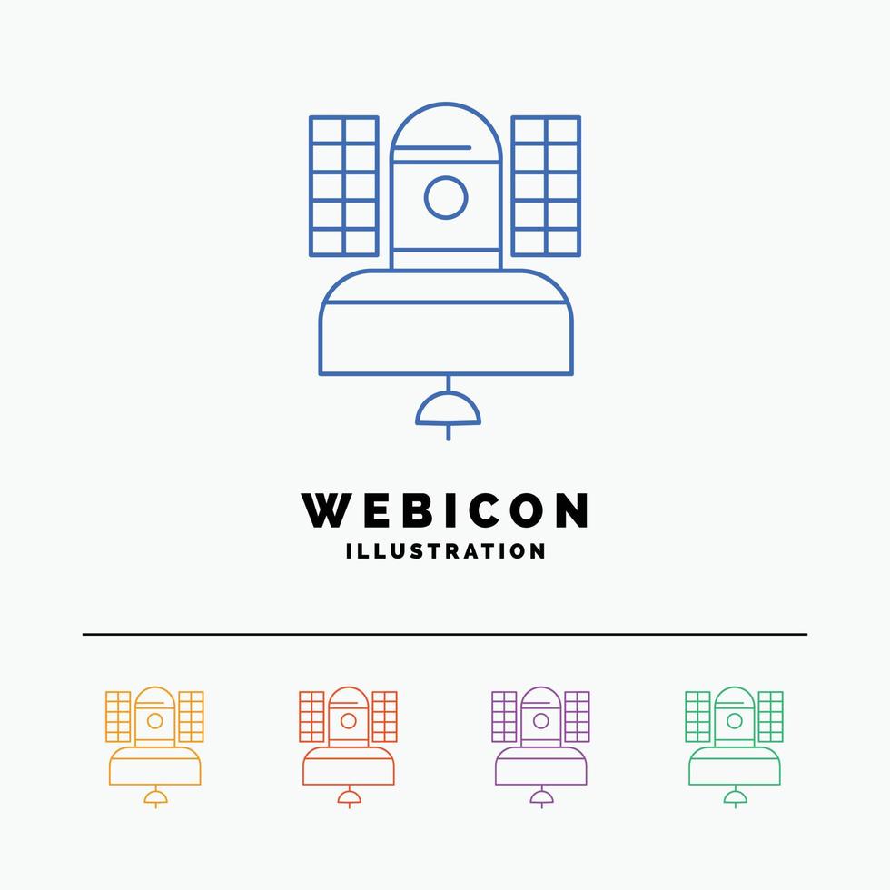 satellit. utsända. sändning. kommunikation. telekommunikation 5 Färg linje webb ikon mall isolerat på vit. vektor illustration