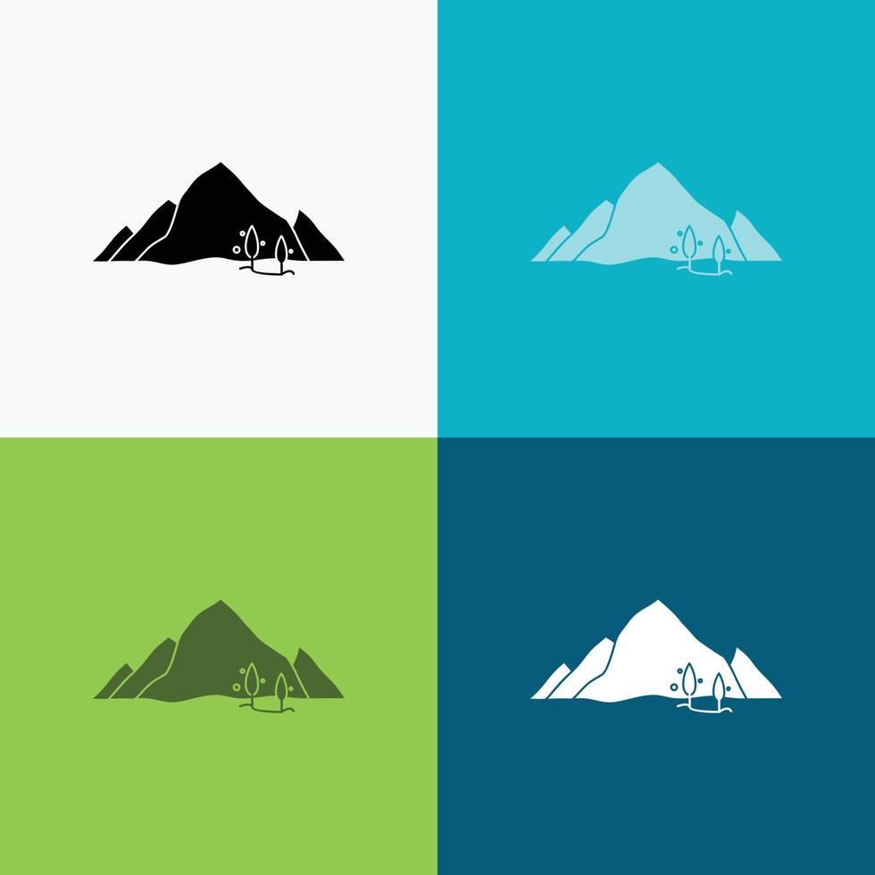 berg. landskap. kulle. natur. träd ikon över olika bakgrund. glyf stil design. designad för webb och app. eps 10 vektor illustration