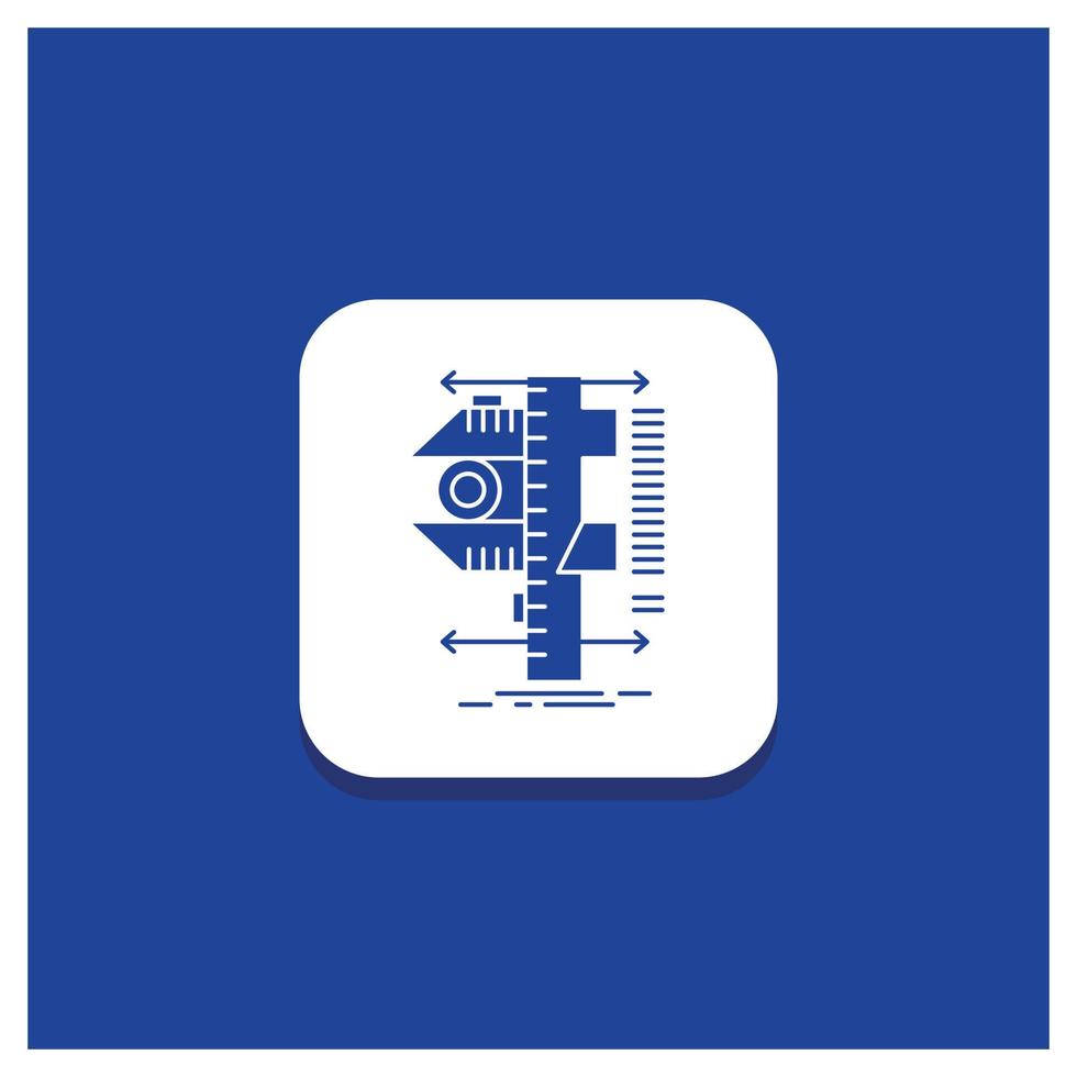 blauer runder Knopf zum Messen. Bremssattel. Bremssättel. Physik. Symbol für Messglyphe vektor