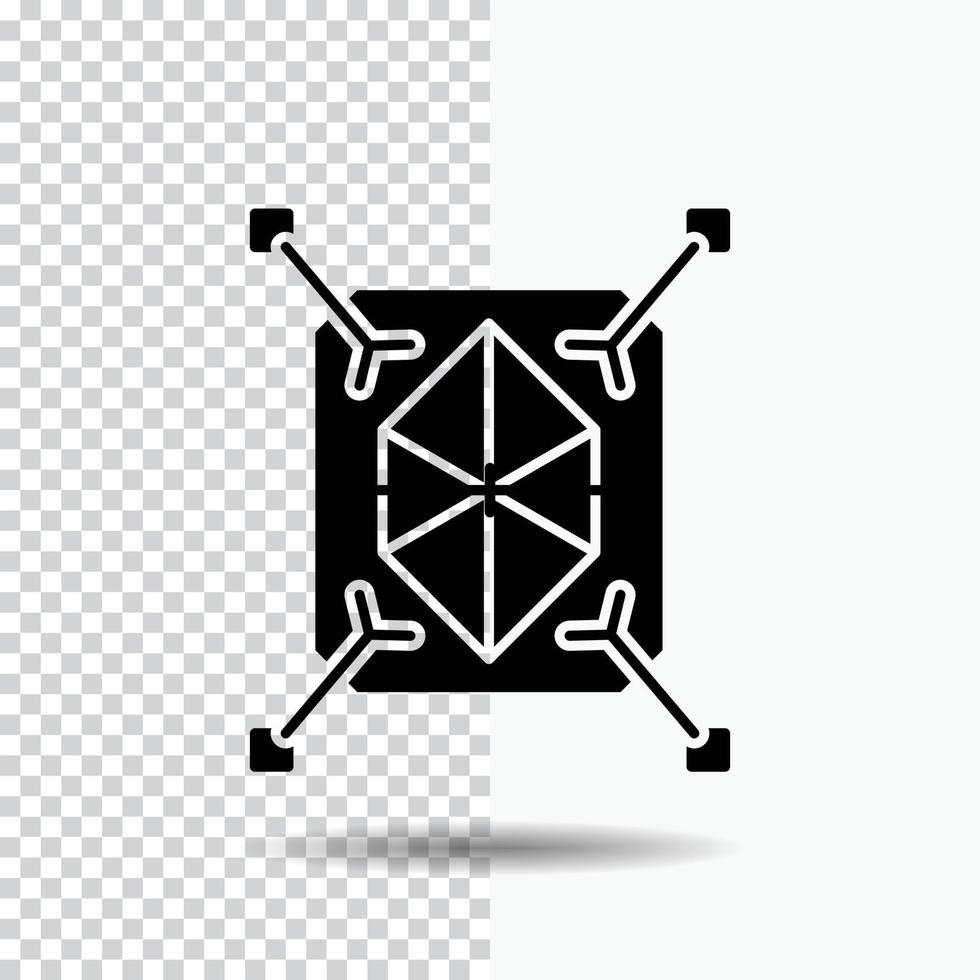 Objekt. Prototyp entwickeln. schnell. Struktur. 3D-Glyphen-Symbol auf transparentem Hintergrund. schwarzes Symbol vektor