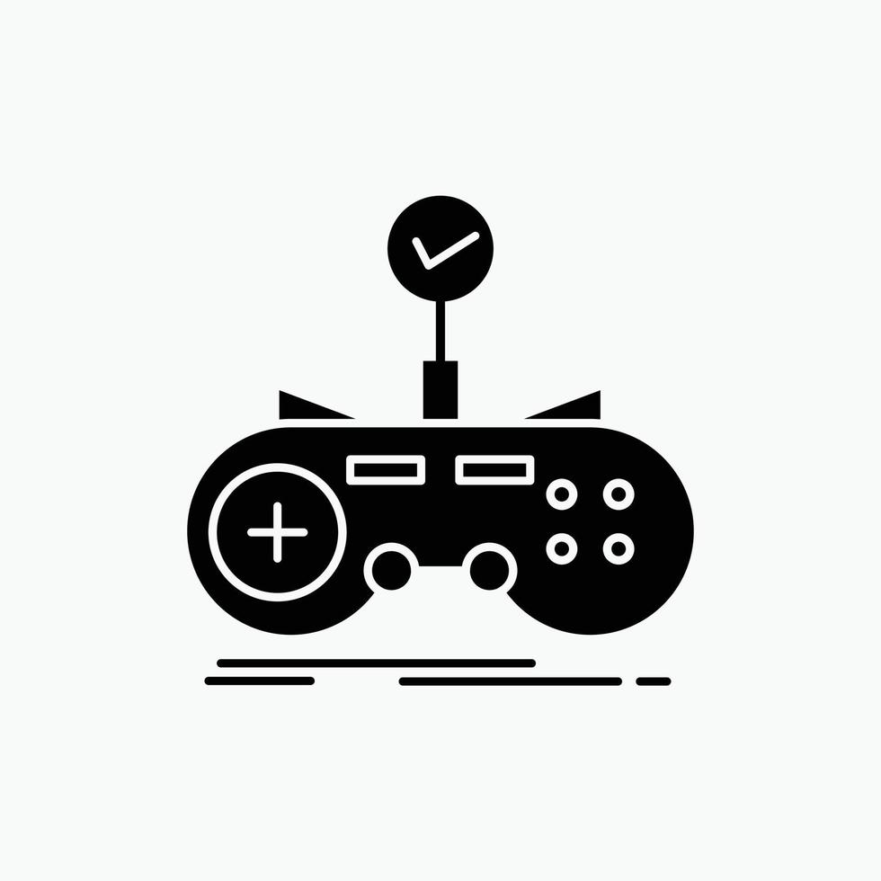 überprüfen. Regler. Spiel. Gamepad. Gaming-Glyphen-Symbol. vektor isolierte illustration