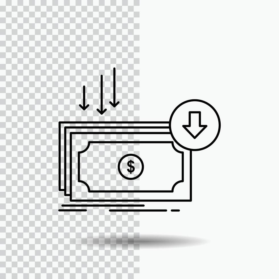 företag. kosta. skära. bekostnad. finansiera. pengar linje ikon på transparent bakgrund. svart ikon vektor illustration