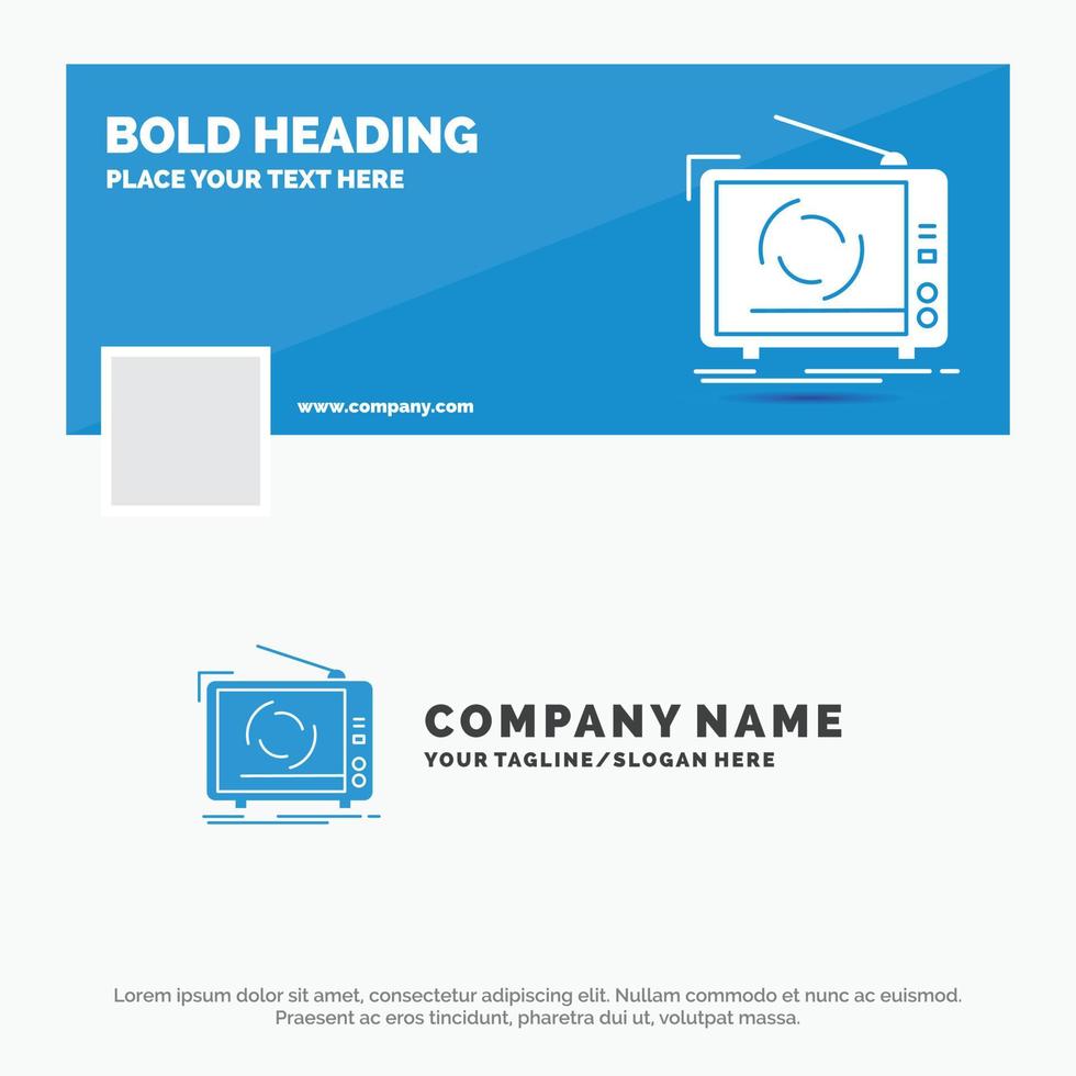 blå företag logotyp mall för tv. annons. reklam. tv. uppsättning. Facebook tidslinje baner design. vektor webb baner bakgrund illustration