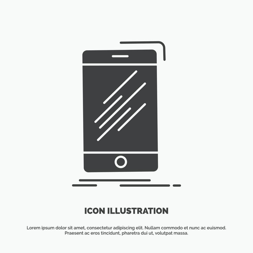 enhet. mobil. telefon. smartphone. telefon ikon. glyf vektor grå symbol för ui och ux. hemsida eller mobil Ansökan