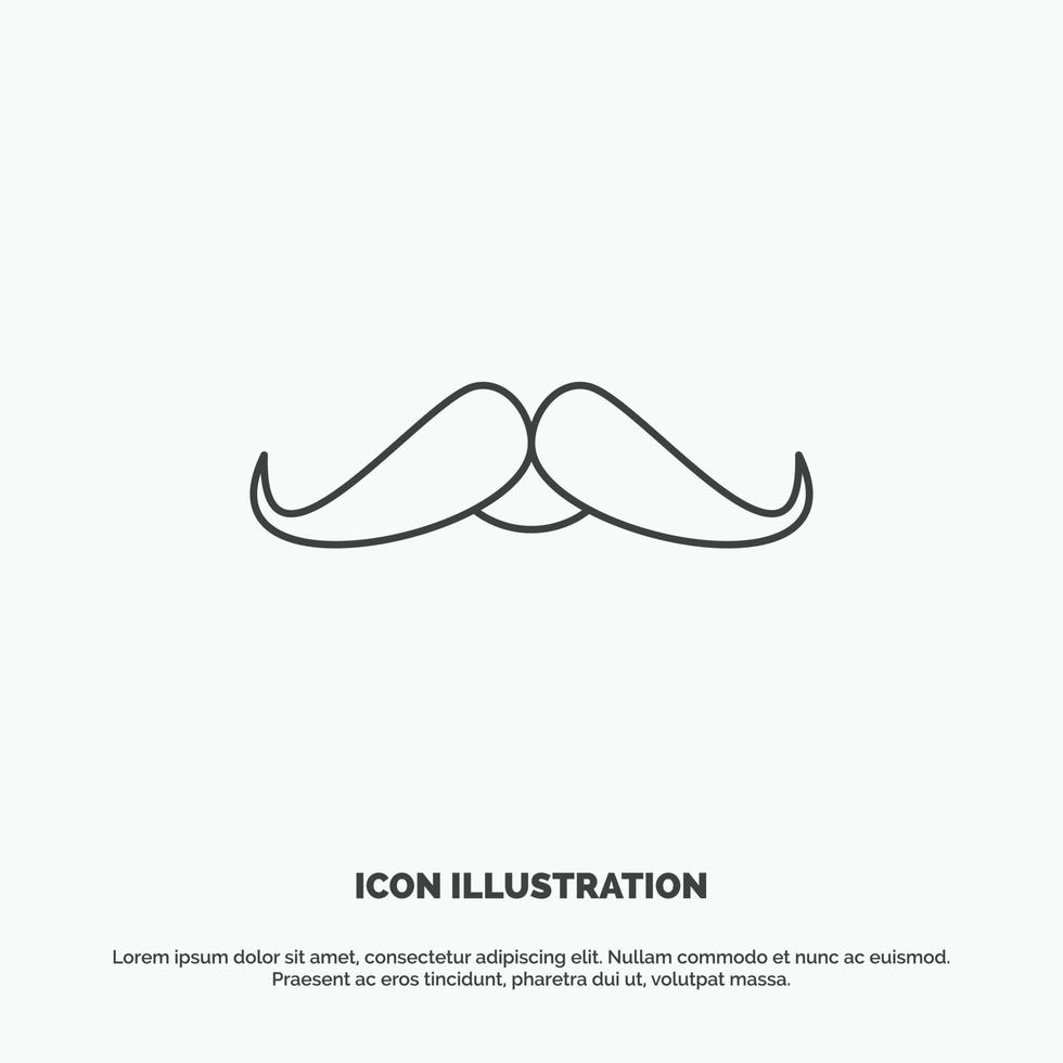 mustasch. hipster. flyttar. manlig. män ikon. linje vektor grå symbol för ui och ux. hemsida eller mobil Ansökan