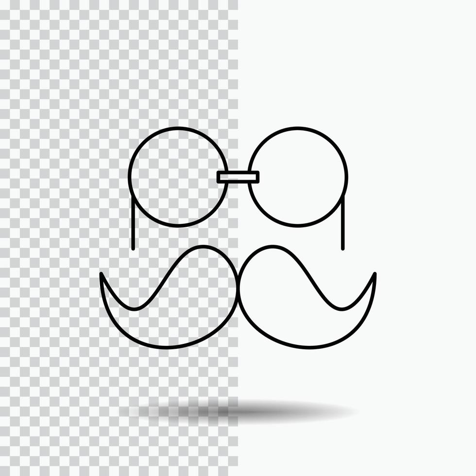 mustasch. hipster. flyttar. glasögon. män linje ikon på transparent bakgrund. svart ikon vektor illustration