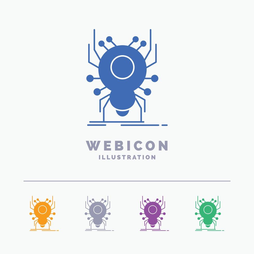 Insekt. Insekt. Spinne. Virus. App 5-Farbglyphen-Websymbolvorlage isoliert auf Weiß. Vektor-Illustration vektor