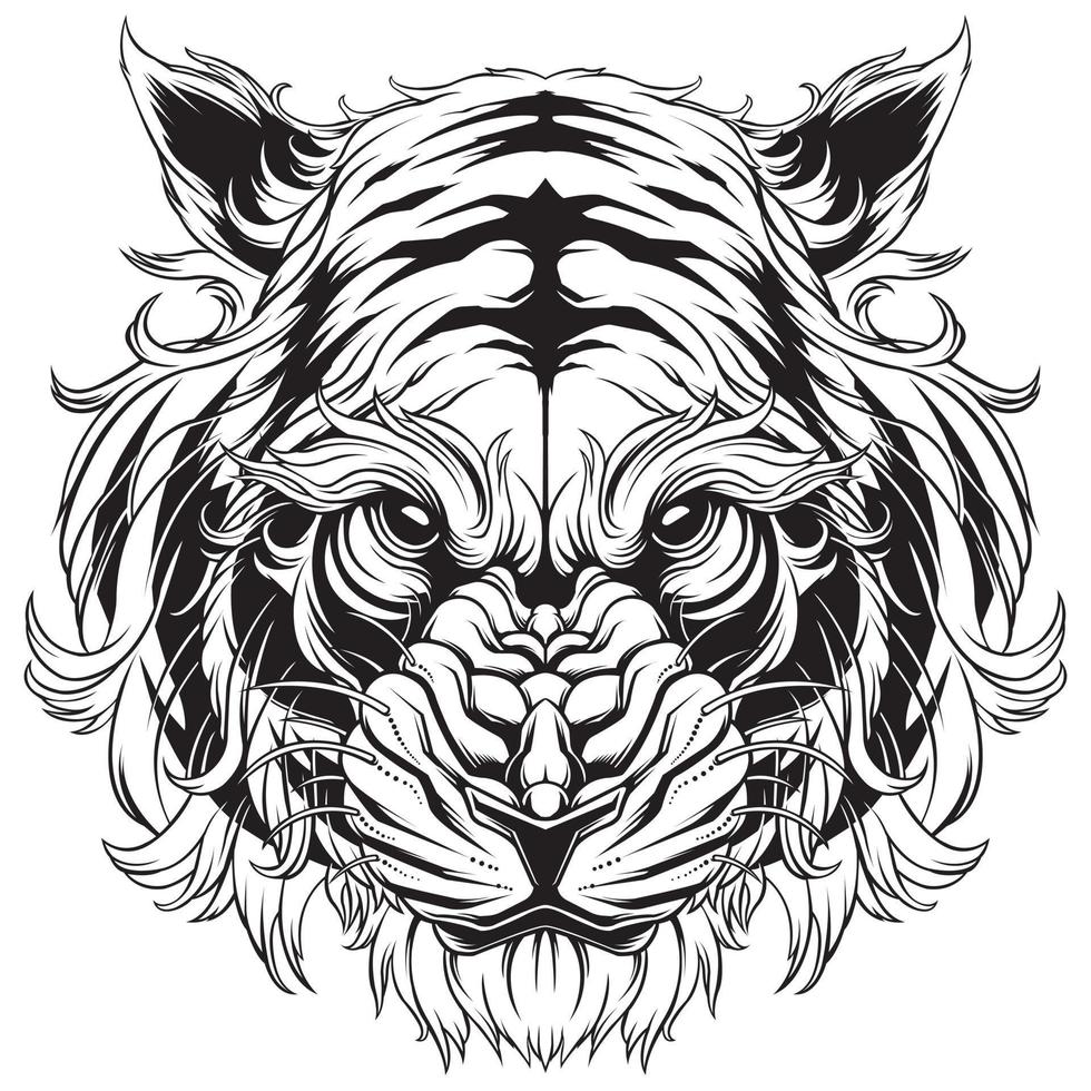 tiger vektor design med svart och vit version