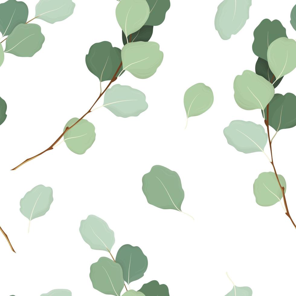 mönster av träd grenar och löv. sömlös mönster. löv. vit bakgrund. vektor