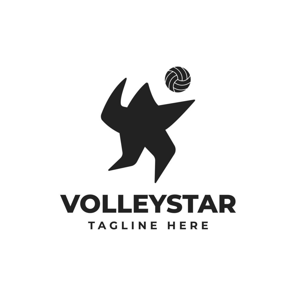 Volleyball-Logo-Design mit Springstern-Symbol vektor