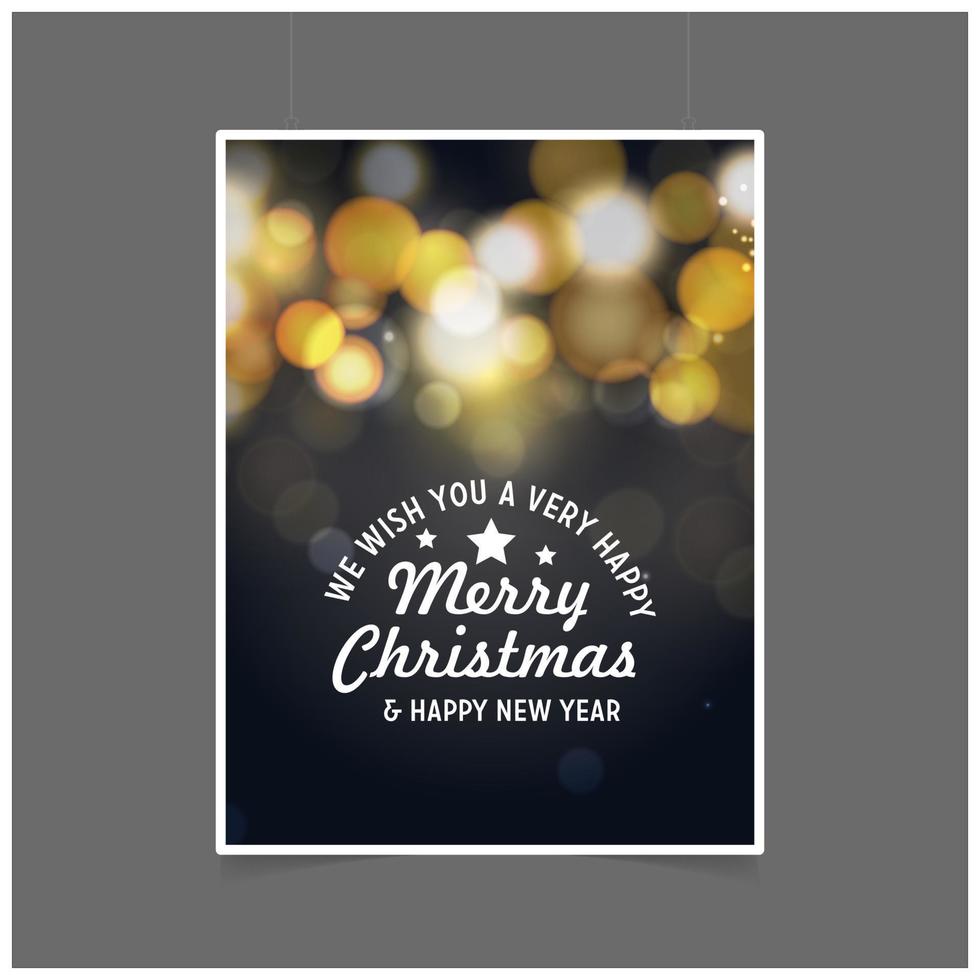 Wir wünschen Ihnen frohe Weihnachten und ein gutes neues Jahr mit leuchtend schwarzem Hintergrundplakat vektor