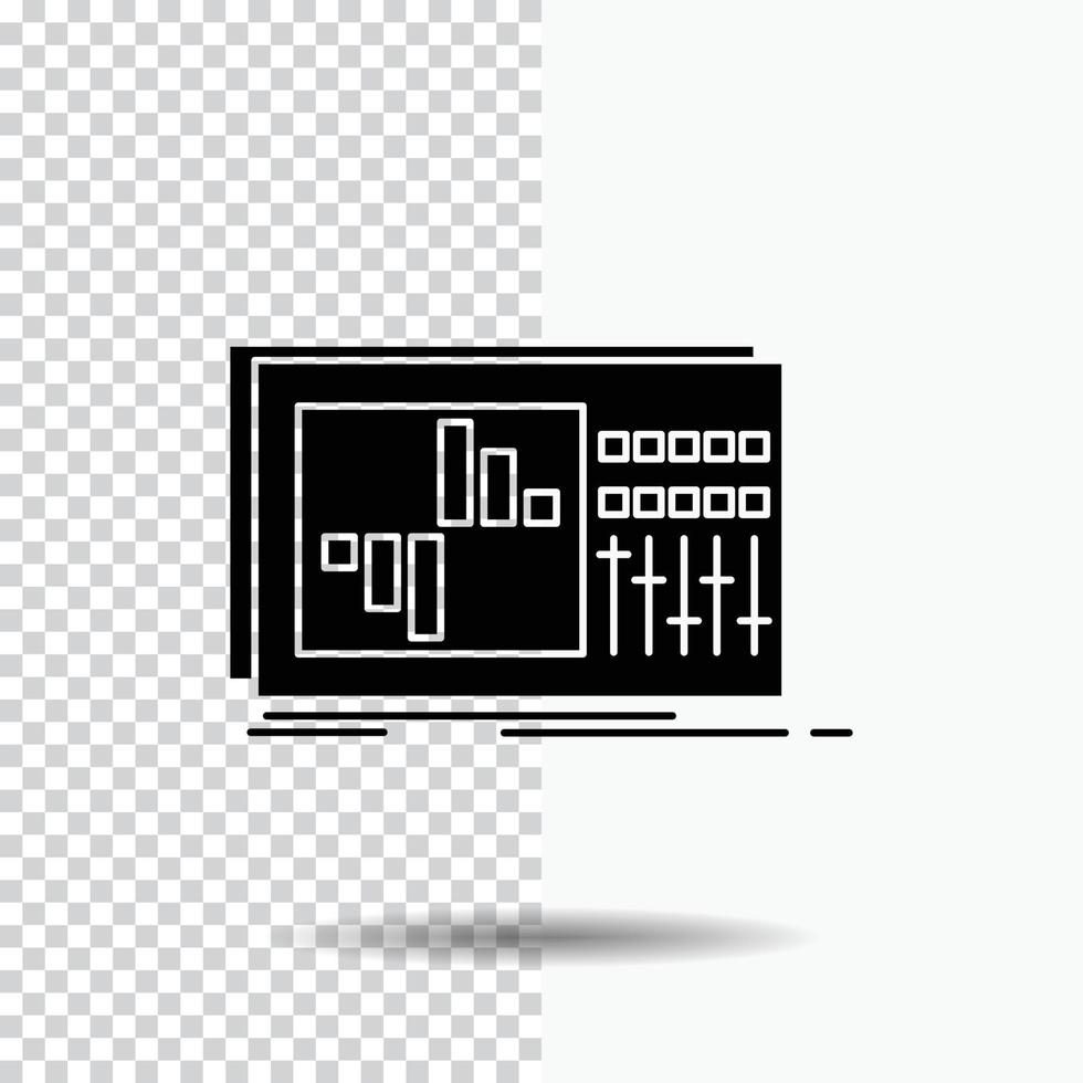 kontrollera. utjämnare. utjämning. ljud. studio glyf ikon på transparent bakgrund. svart ikon vektor