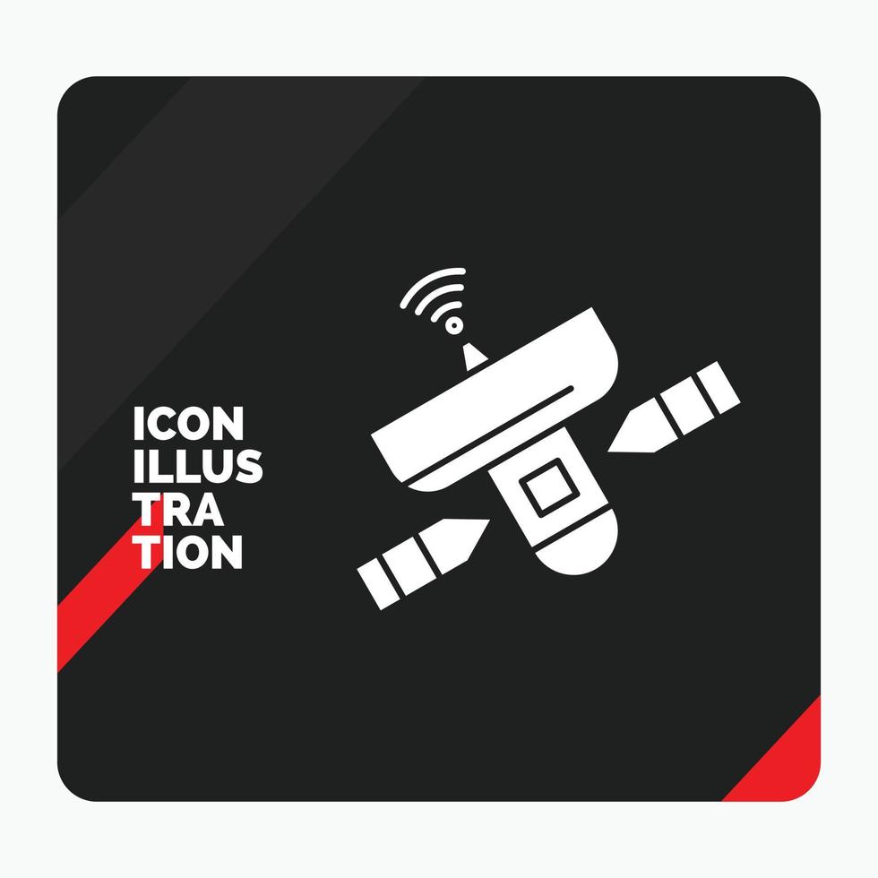 roter und schwarzer kreativer Präsentationshintergrund für Satelliten. Antenne. Radar. Platz. Signal-Glyphe-Symbol vektor