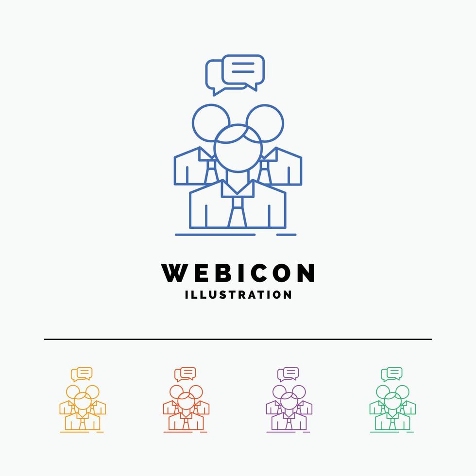 grupp. företag. möte. människor. team 5 Färg linje webb ikon mall isolerat på vit. vektor illustration