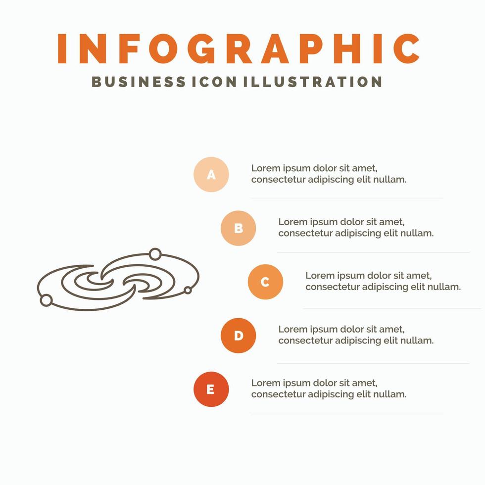 galax. astronomi. planeter. systemet. universum infographics mall för hemsida och presentation. linje grå ikon med orange infographic stil vektor illustration