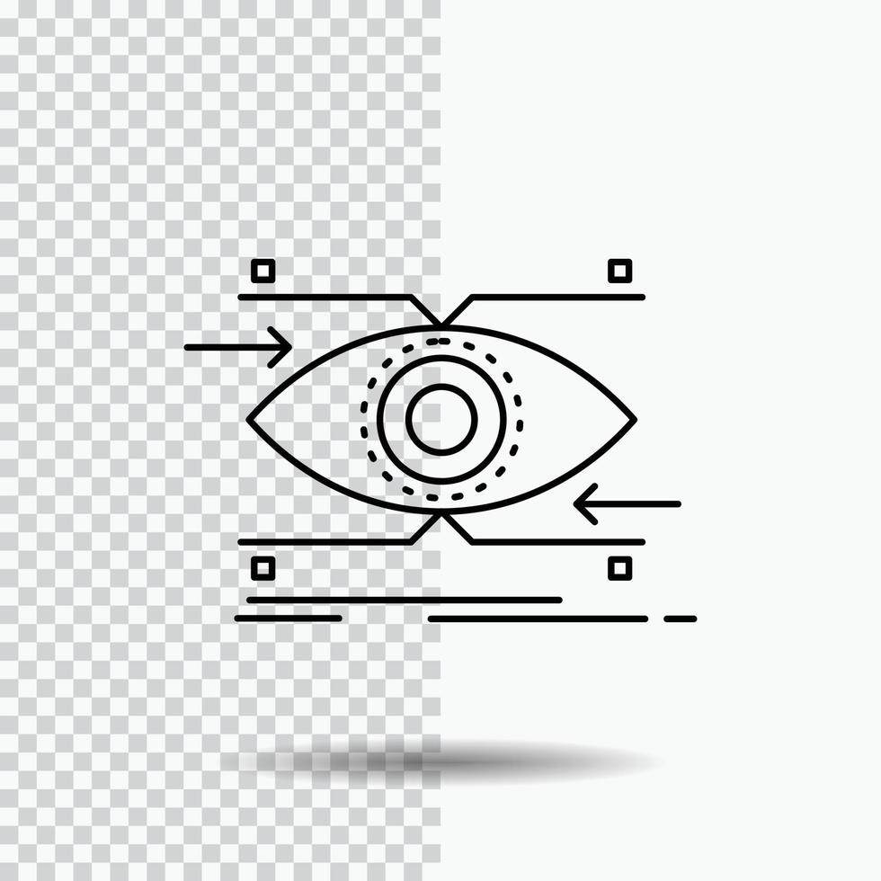 Aufmerksamkeit. Auge. Fokus. suchen. Vision-Line-Symbol auf transparentem Hintergrund. schwarze Symbolvektorillustration vektor