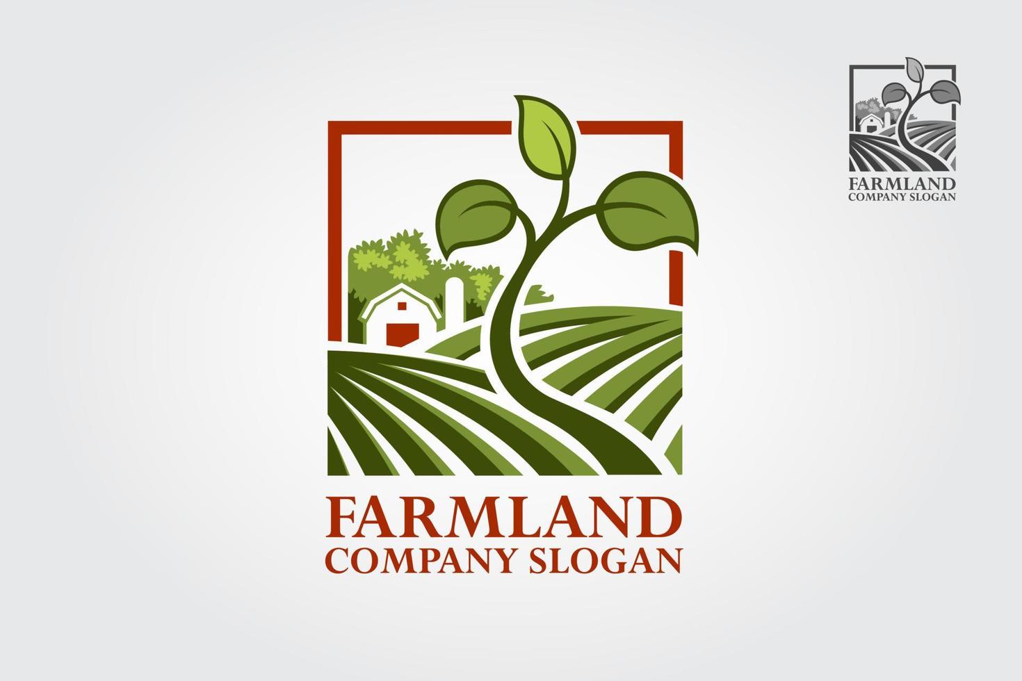 Ackerland-Vektor-Logo-Illustration. Vektorvorlage mit Bauernhoflandschaft. vektor