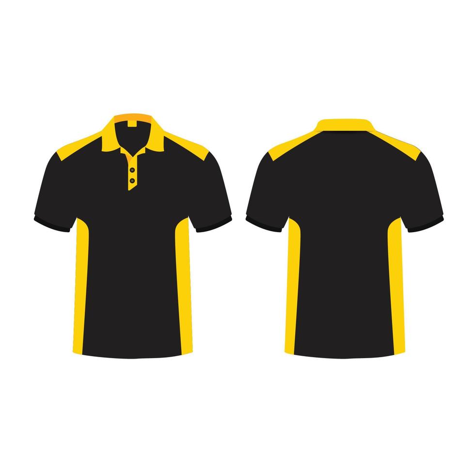 Pullover Sport Poloshirt, gelbe und schwarze Designvorlage vektor