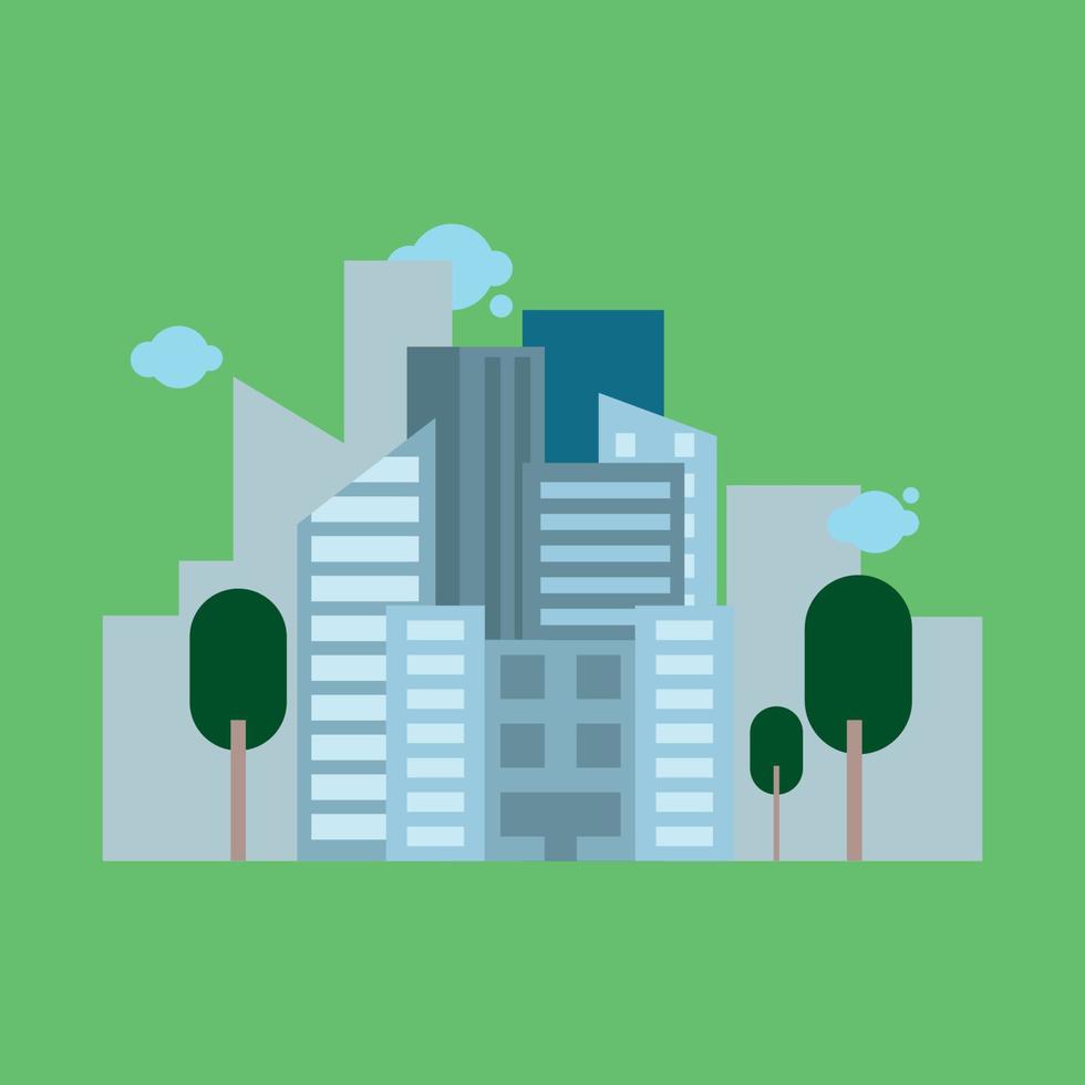 City-Escape einfaches Design auf grünem Hintergrund vektor