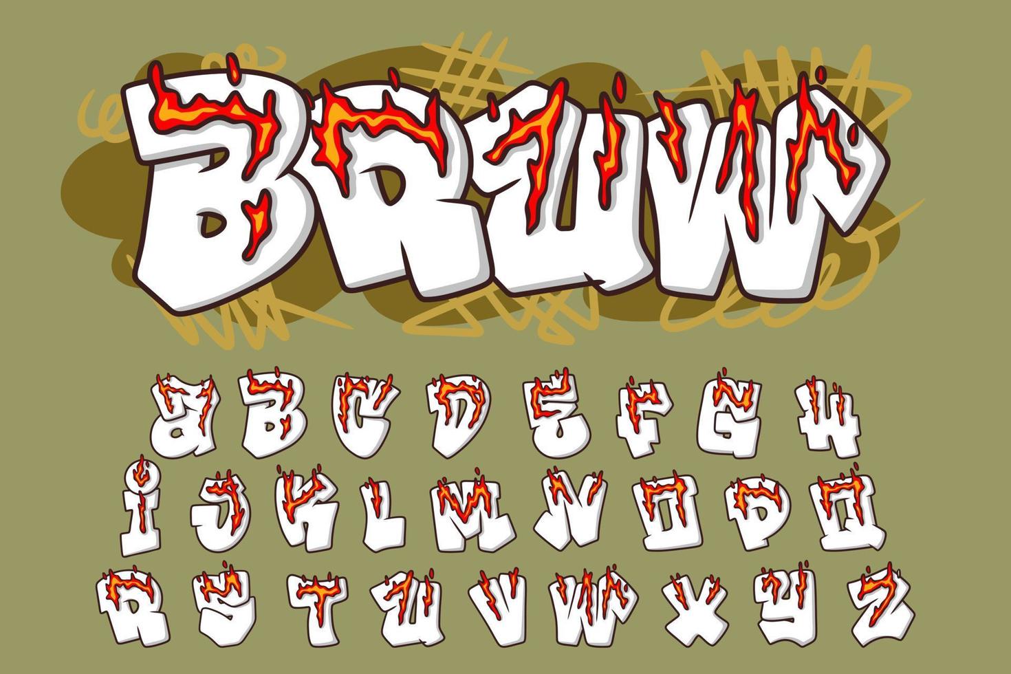 djärv alfabet brand graffiti text vektor brev