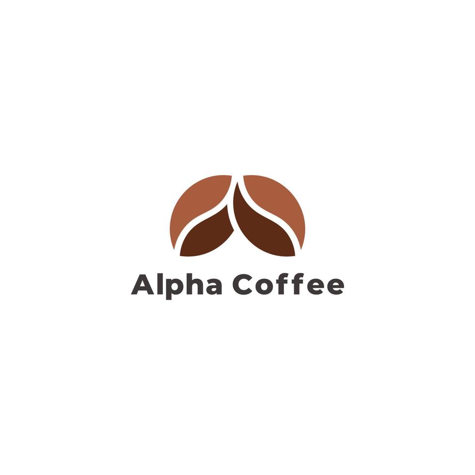 Buchstabe a Alpha-Kaffeebohne einfacher geometrischer bunter Logo-Vektor vektor