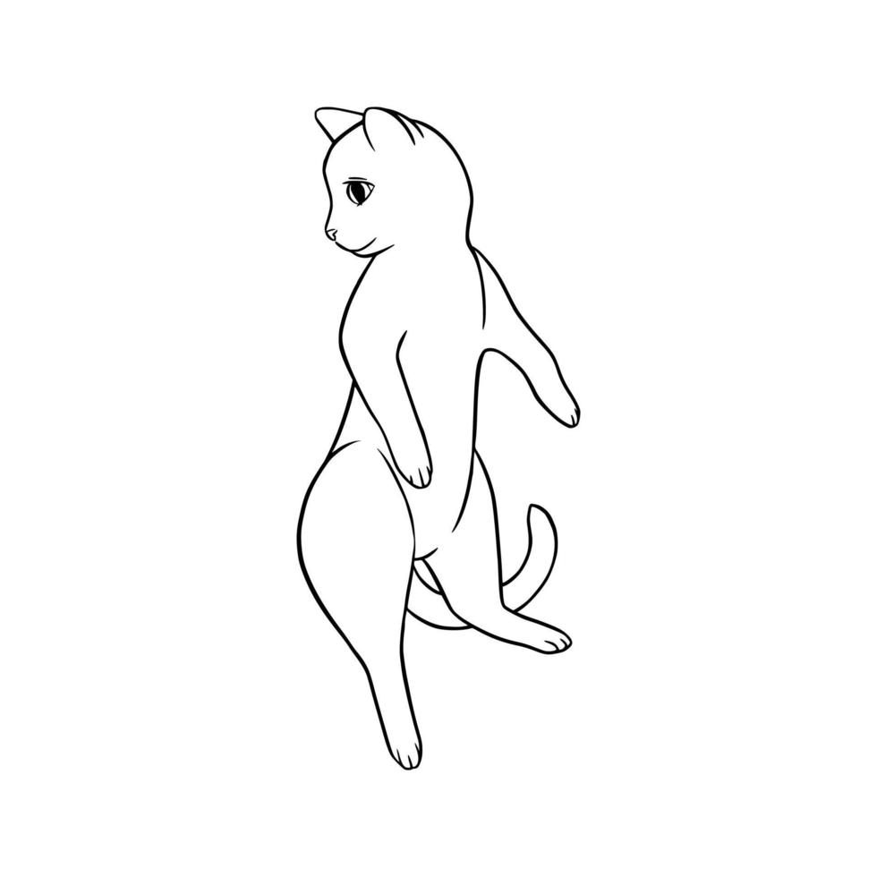 liggande katt svart skiss. lekfull katt i klotter stil. vektor illustration