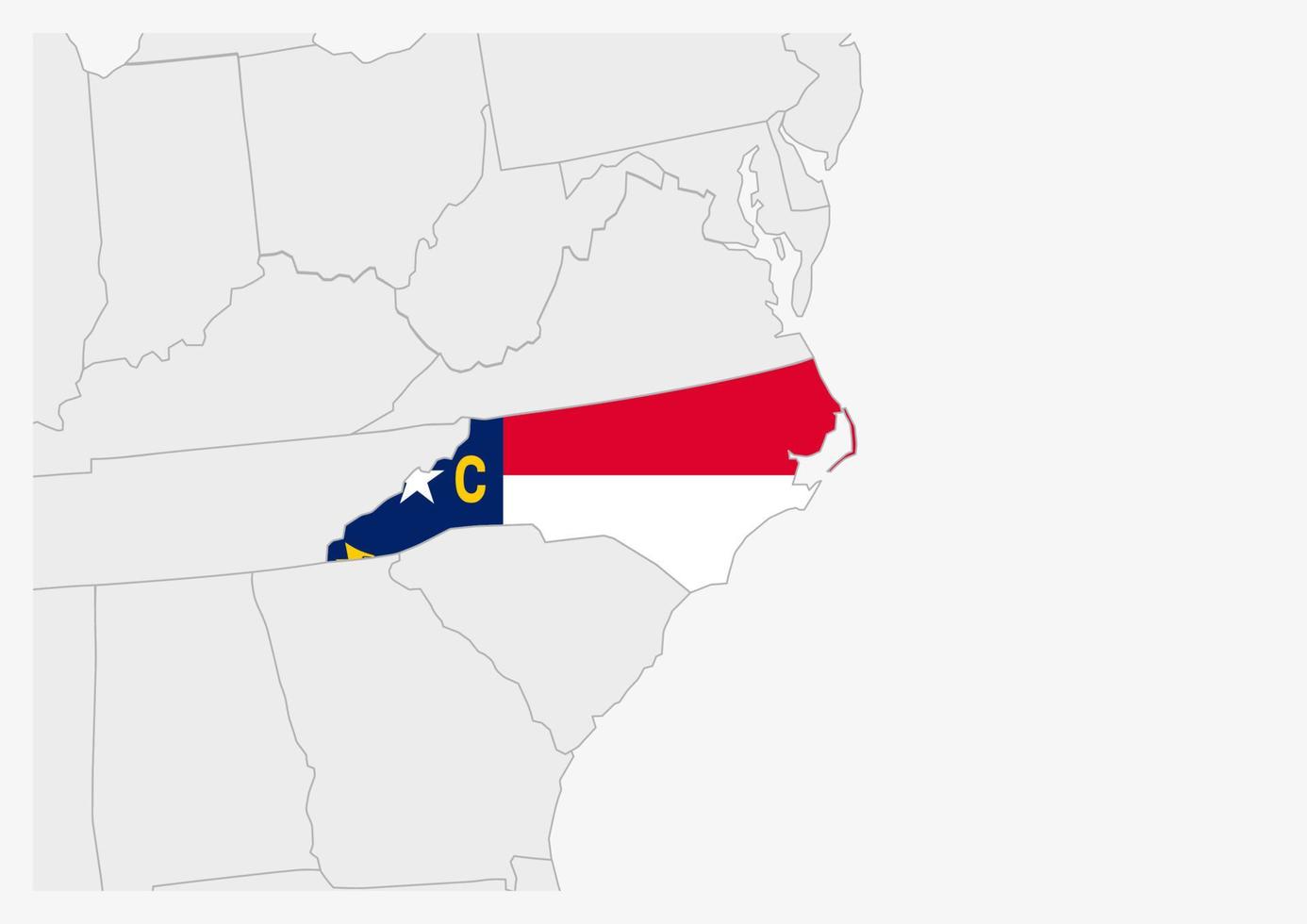 Karte des US-Bundesstaates North Carolina, hervorgehoben in den Farben der North Carolina-Flagge vektor