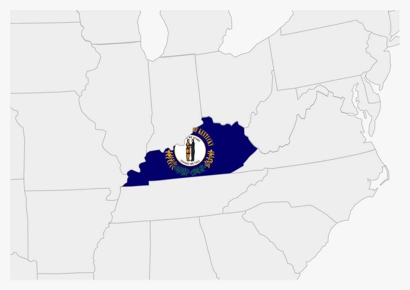 oss stat kentucky Karta markerad i kentucky flagga färger vektor