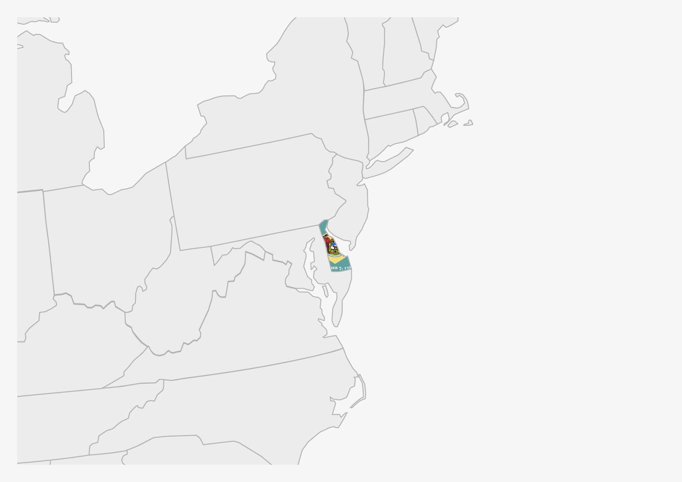 Karte des US-Bundesstaates Delaware, hervorgehoben in den Farben der Delaware-Flagge vektor