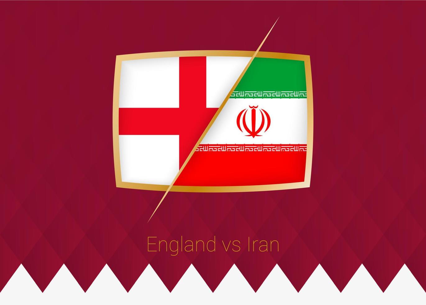 England mot Iran, grupp skede ikon av fotboll konkurrens på vinröd bakgrund. vektor