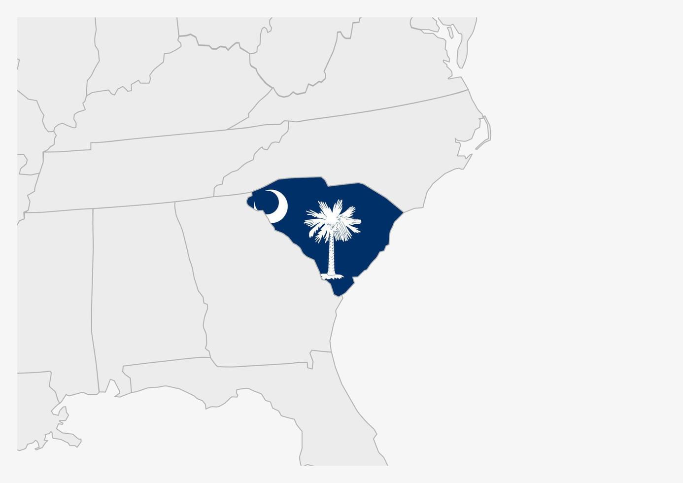 oss stat söder Carolina Karta markerad i söder Carolina flagga färger vektor