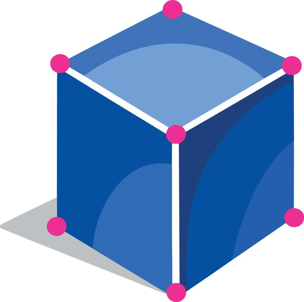 symbol ikon vektor blå kub volumetriska ansikten geometri