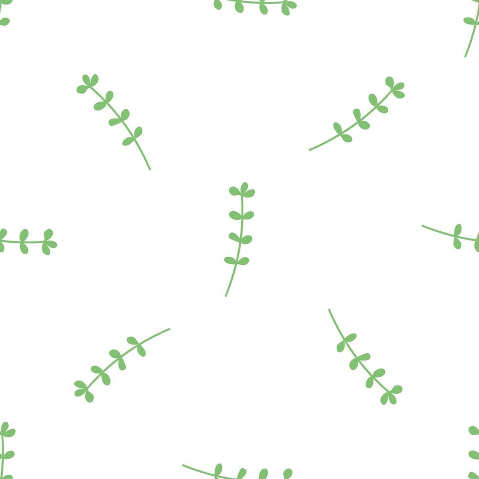 grüne Blätter nahtloses Muster. Vektor handgezeichnete botanische Illustration. hübscher scandi-stil für stoffe, textilien, tapeten. digitales Papier im weißen Hintergrund