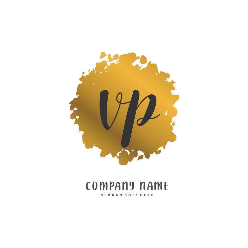 vp Anfangshandschrift und Signatur-Logo-Design mit Kreis. schönes design handgeschriebenes logo für mode, team, hochzeit, luxuslogo. vektor