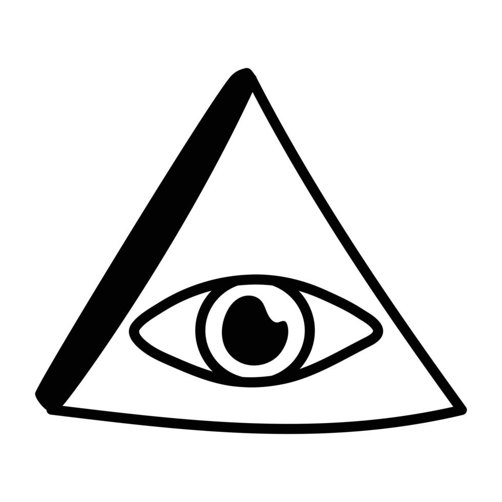 en hand dragen ikon av illuminati öga vektor