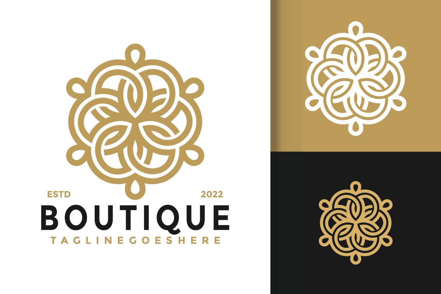 elegantes Boutique-Ornament-Logo-Design, Markenidentitäts-Logos-Vektor, modernes Logo, Logo-Designs-Vektor-Illustrationsvorlage vektor