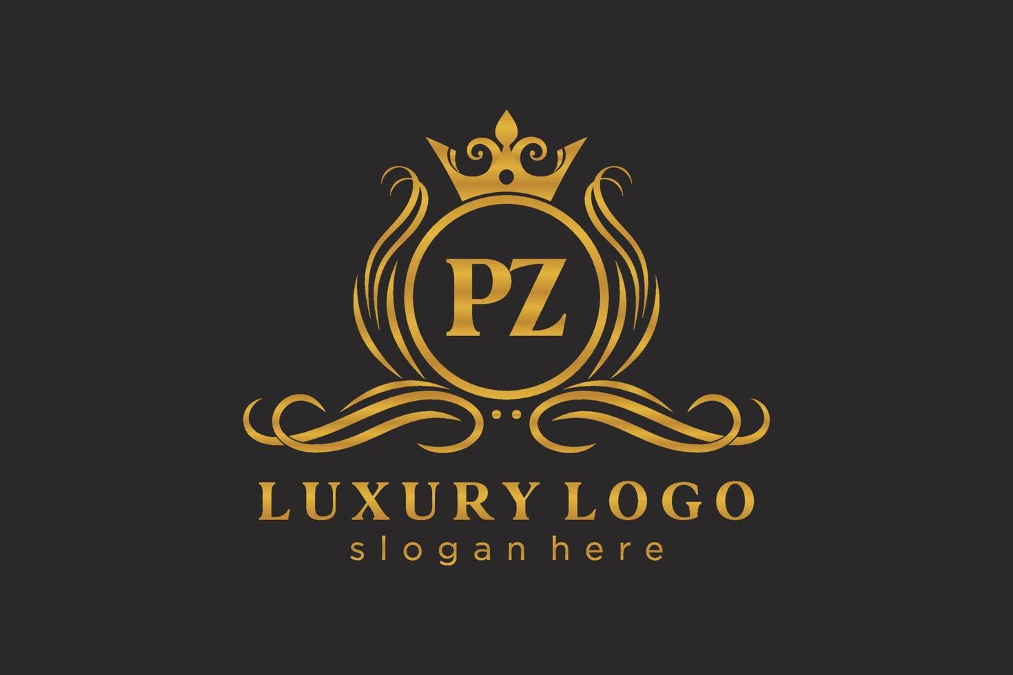 första pz brev kunglig lyx logotyp mall i vektor konst för restaurang, kungligheter, boutique, Kafé, hotell, heraldisk, Smycken, mode och Övrig vektor illustration.