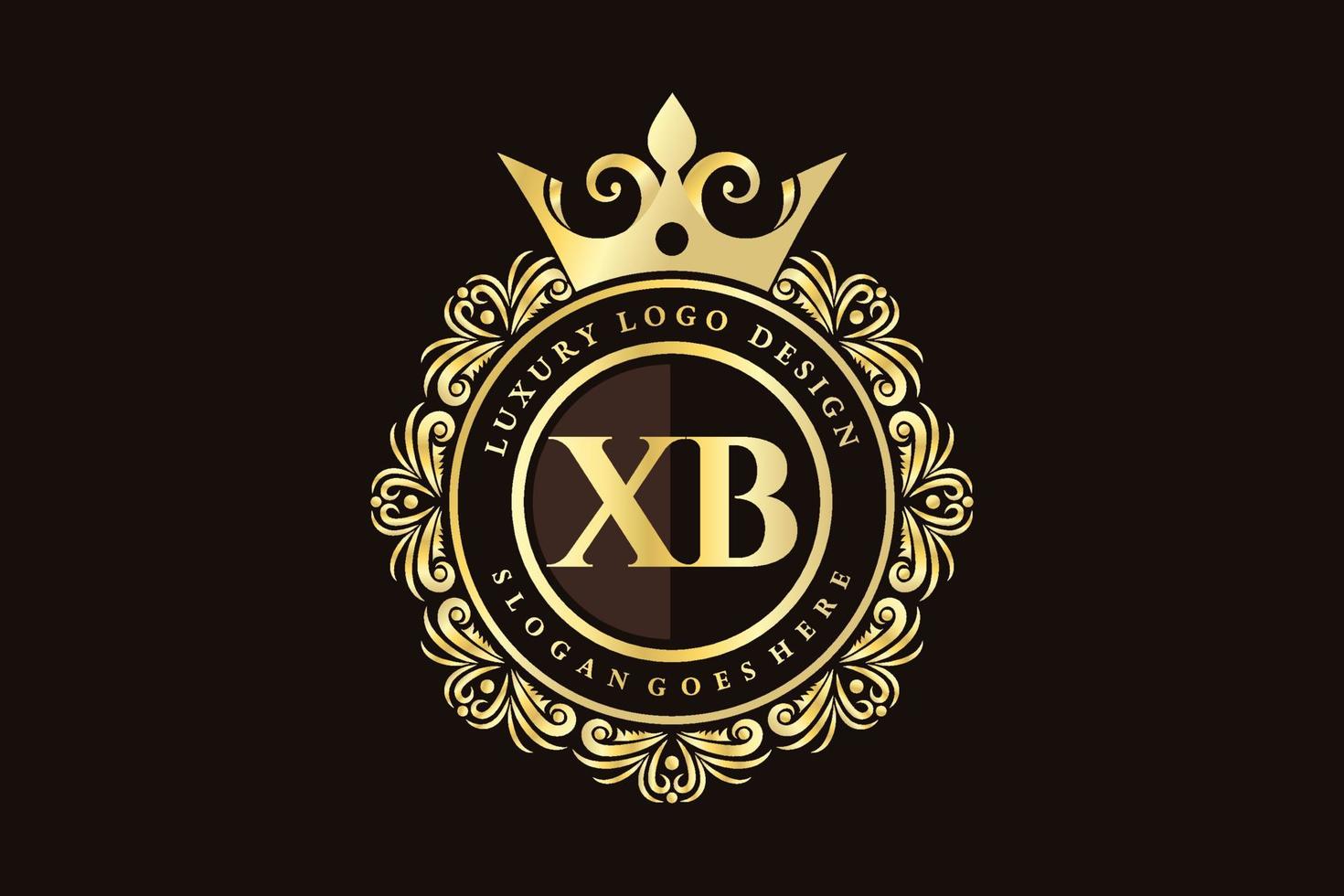 xb första brev guld calligraphic feminin blommig hand dragen heraldisk monogram antik årgång stil lyx logotyp design premie vektor