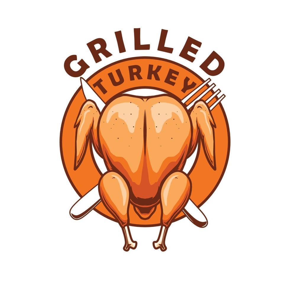 grill Kalkon kyckling logotyp design vektor