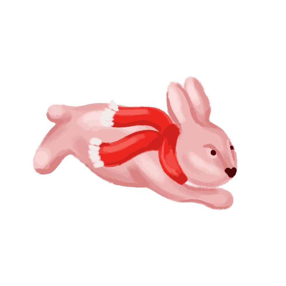 süßes süßes kaninchen in einem roten schal vektor