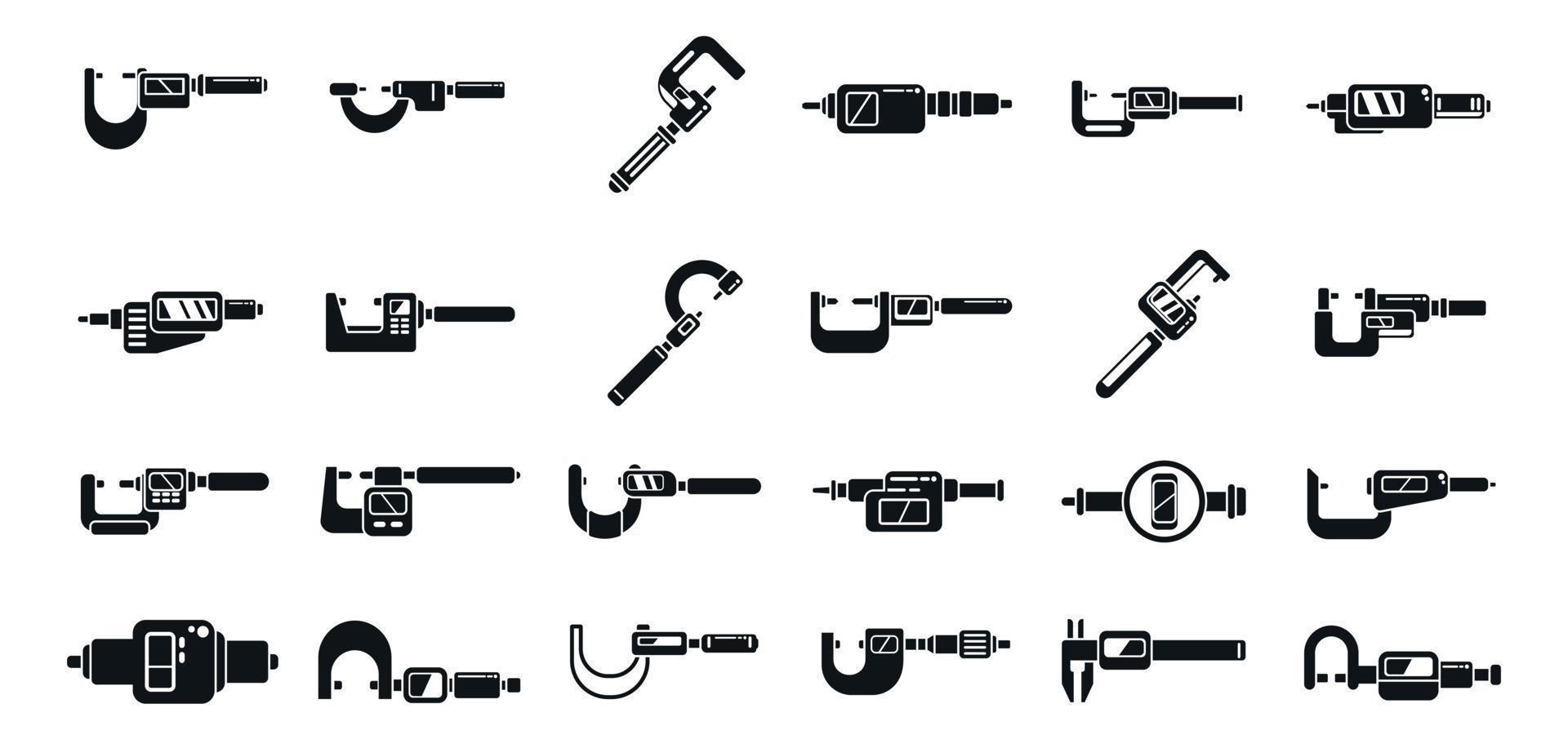 digitale Mikrometer-Symbole setzen einfachen Vektor. Messschieber Lineal vektor