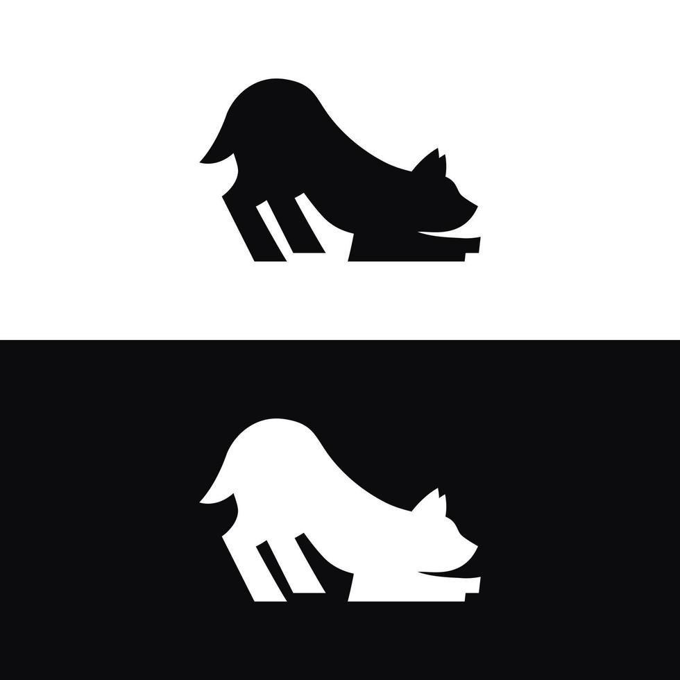 silhuett stil hund logotyp illustration vektor