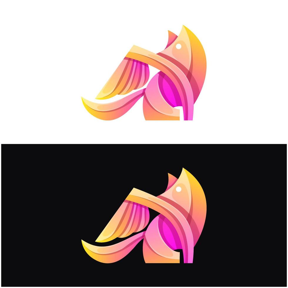 vektor logotyp illustration räv vinge lutning färgrik stil