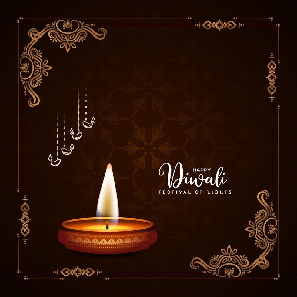 skön Lycklig diwali festival firande hälsning kort design vektor