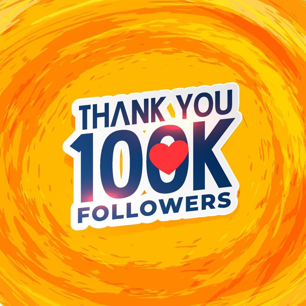 100.000 Social-Media-Netzwerk-Follower gelber Hintergrund vektor