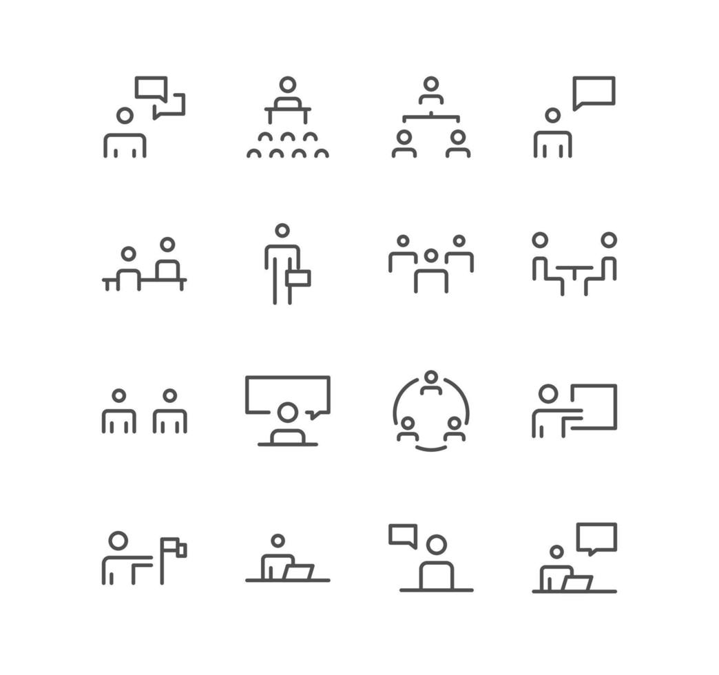 uppsättning av företag och kommunikation ikoner, Stöd, prata, arbete, Tal och linjär mängd vektorer. vektor
