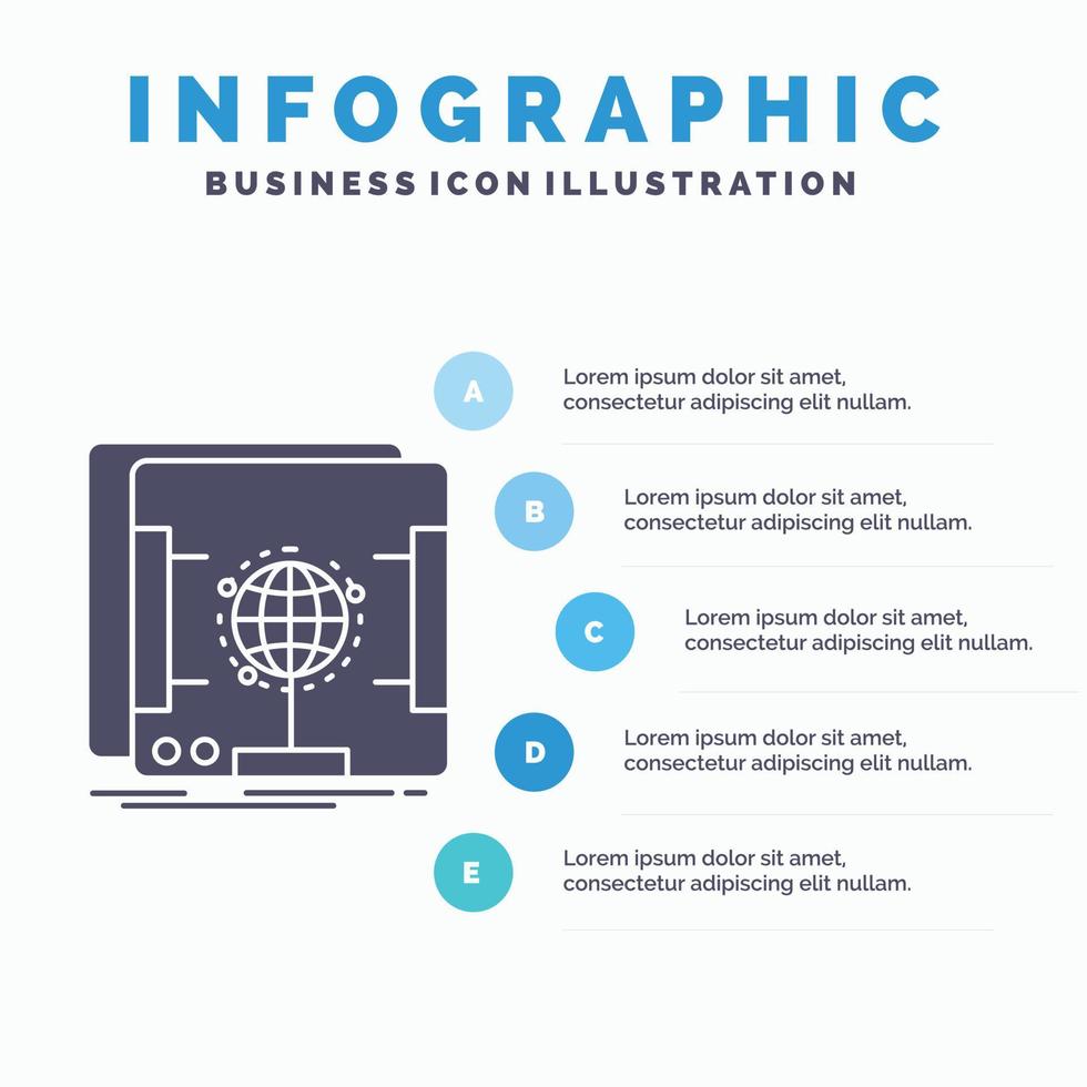 3d. dimensionell. holografiska. skanna. scanner infographics mall för hemsida och presentation. glyf grå ikon med blå infographic stil vektor illustration.