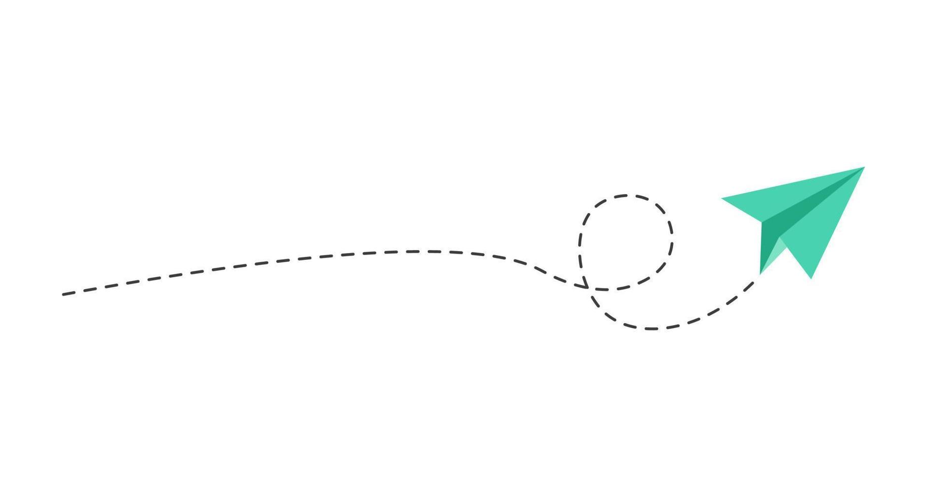 streckad linje papper flygplan rutt vektor